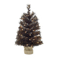 Perfect Holiday 24" Tabletop Matte Black Gold Tinsel Halloween Tree SpadezStore