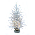 Perfect Holiday 2' Pre-Lit Burlap Base Tinsel Tree SpadezStore