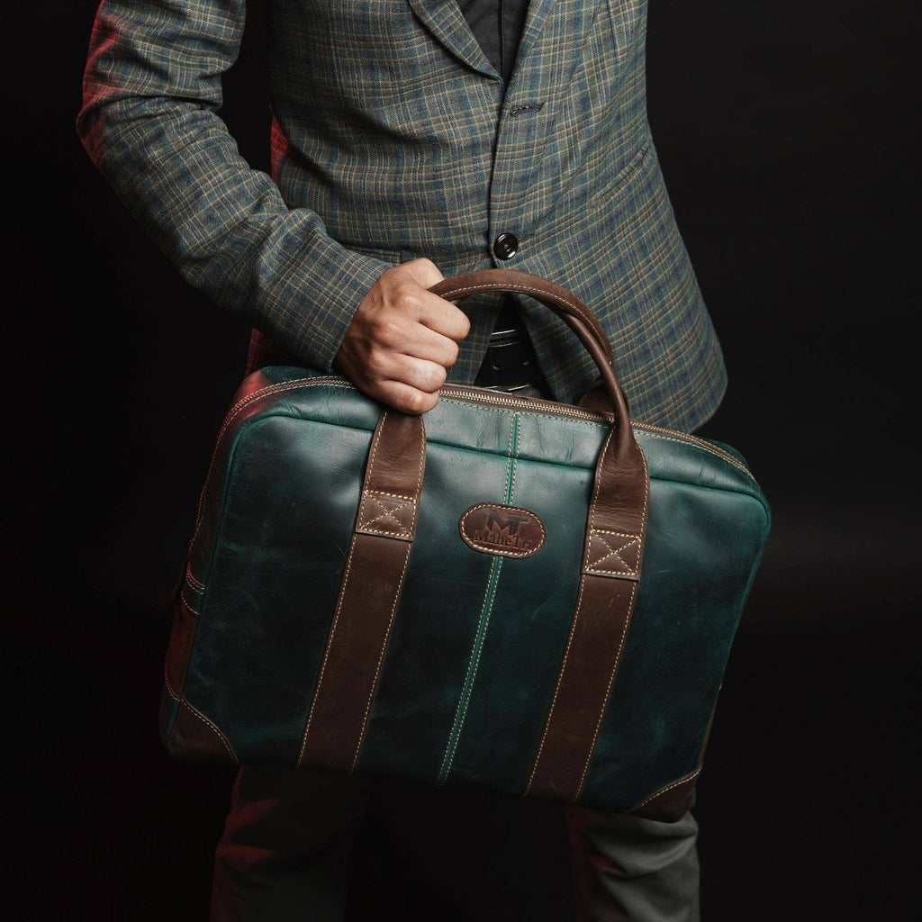 Classy Leather Bags MaheTri Jefferson Briefcase SpadezStore