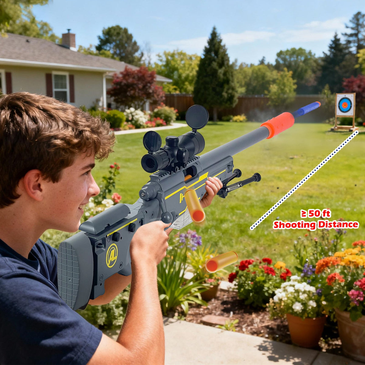 AGM MASTECH AWM Tactical Sniper Blaster – Foldable Stock Foam Dart Rifle for Backyard Battles