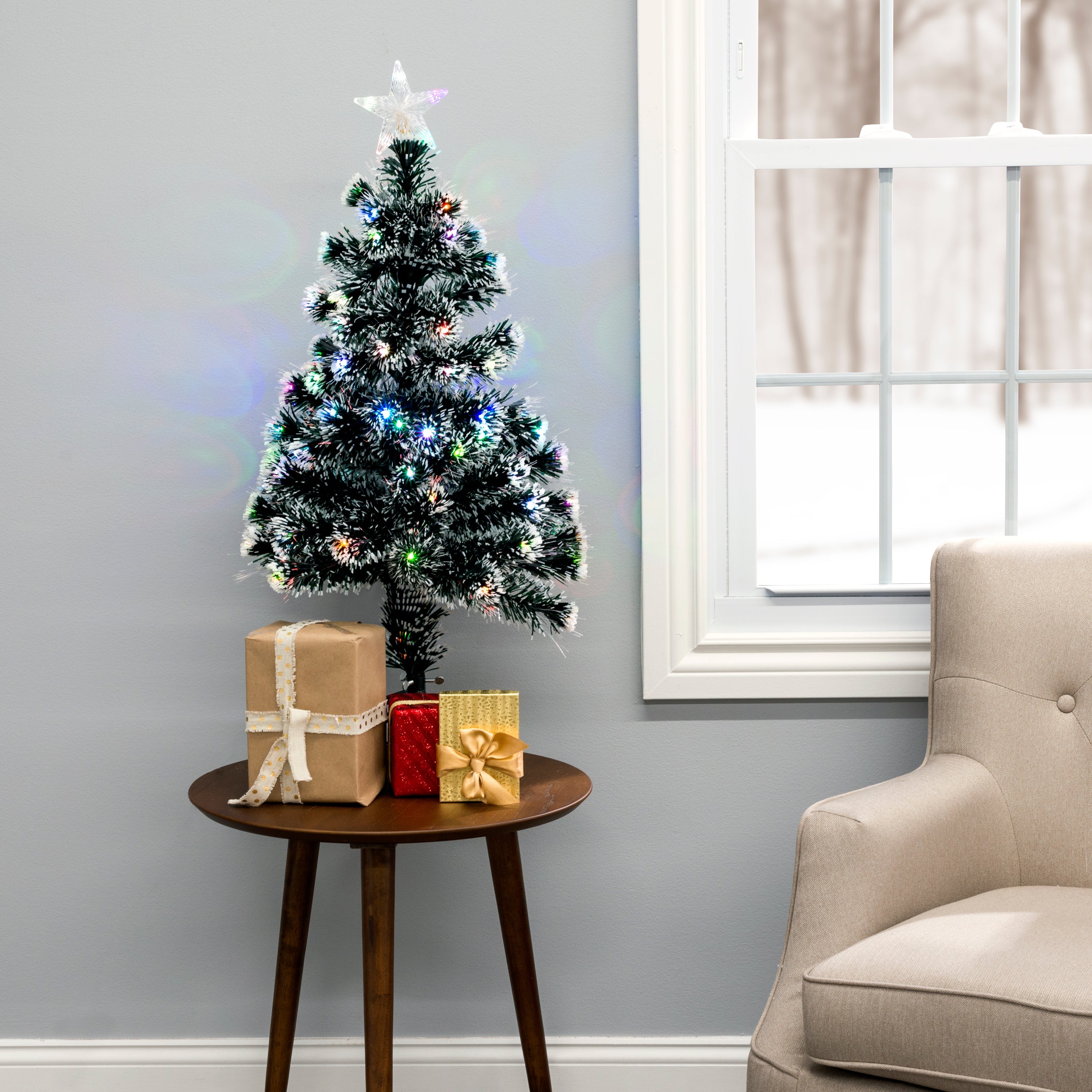 Perfect Holiday 3ft Fiber Christmas Tree w/ 85 LED SpadezStore