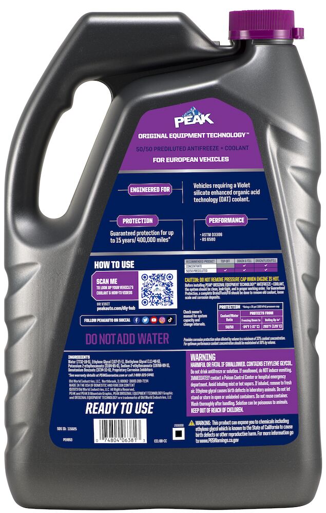Peak Original Equipment Technology Engine Coolant PEVB53 SpadezStore
