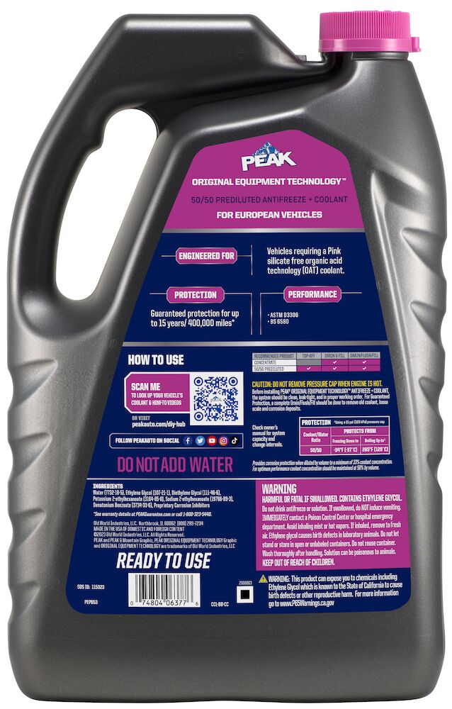 Peak Original Equipment Technology Engine Coolant PEPB53 SpadezStore