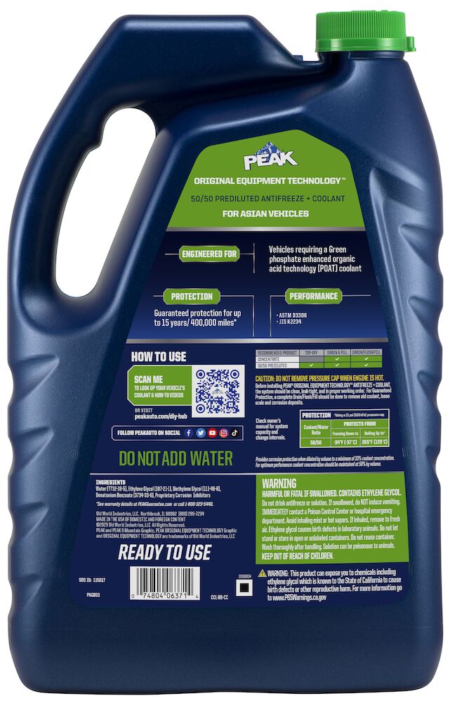 Peak Original Equipment Technology Engine Coolant PAGB53 SpadezStore