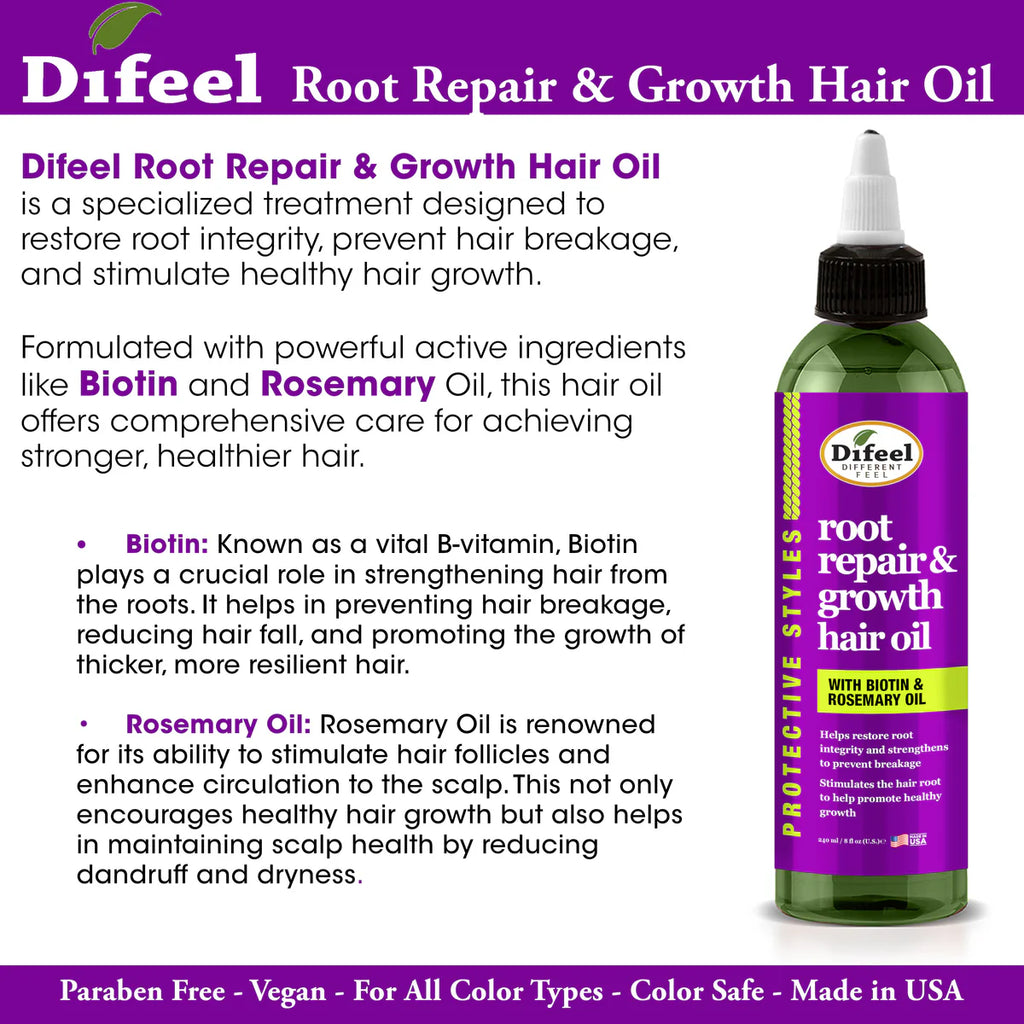 Difeel Root Repair & Growth Hair Oil 8oz SpadezStore