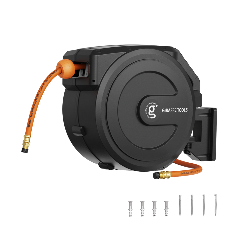 Giraffe Tools Retractable Air Hose Reel-PP Housing-3/8in-50ft SpadezStore