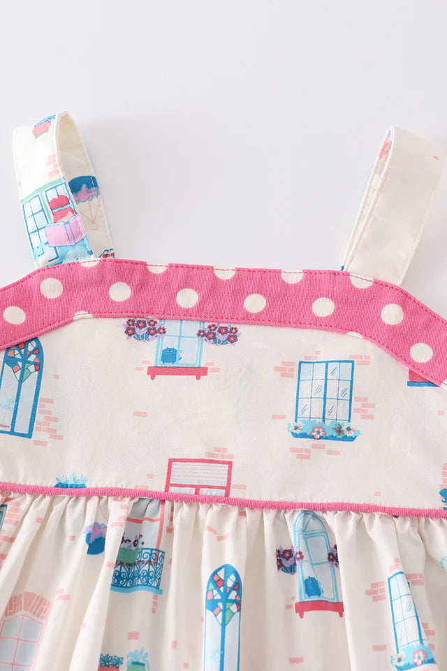 Cotton Castle Platinum Balcony Print Strap Girl Set S24A033 SpadezStore