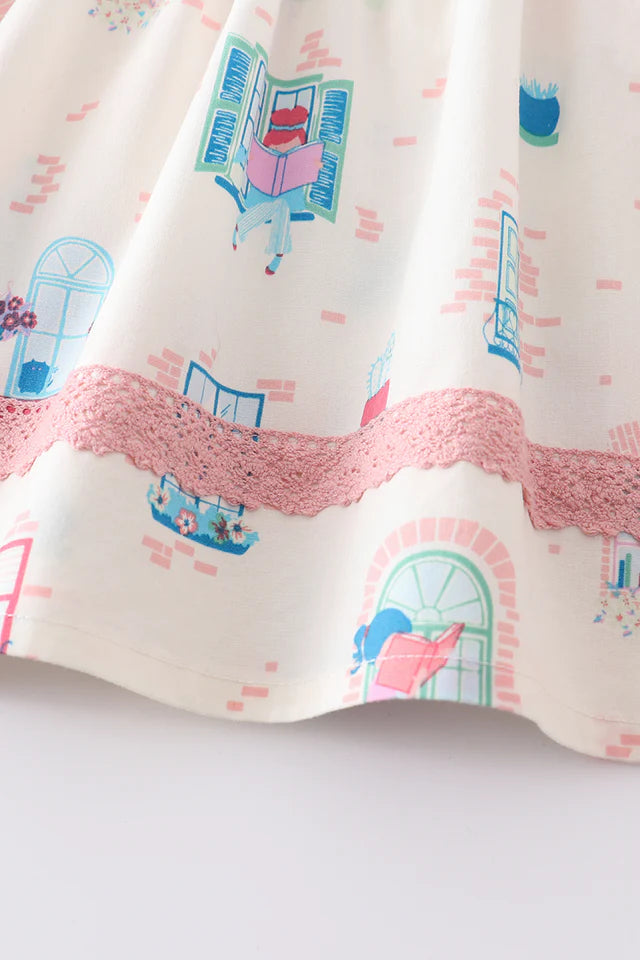 Cotton Castle Platinum Balcony Print Strap Girl Set S24A033 SpadezStore