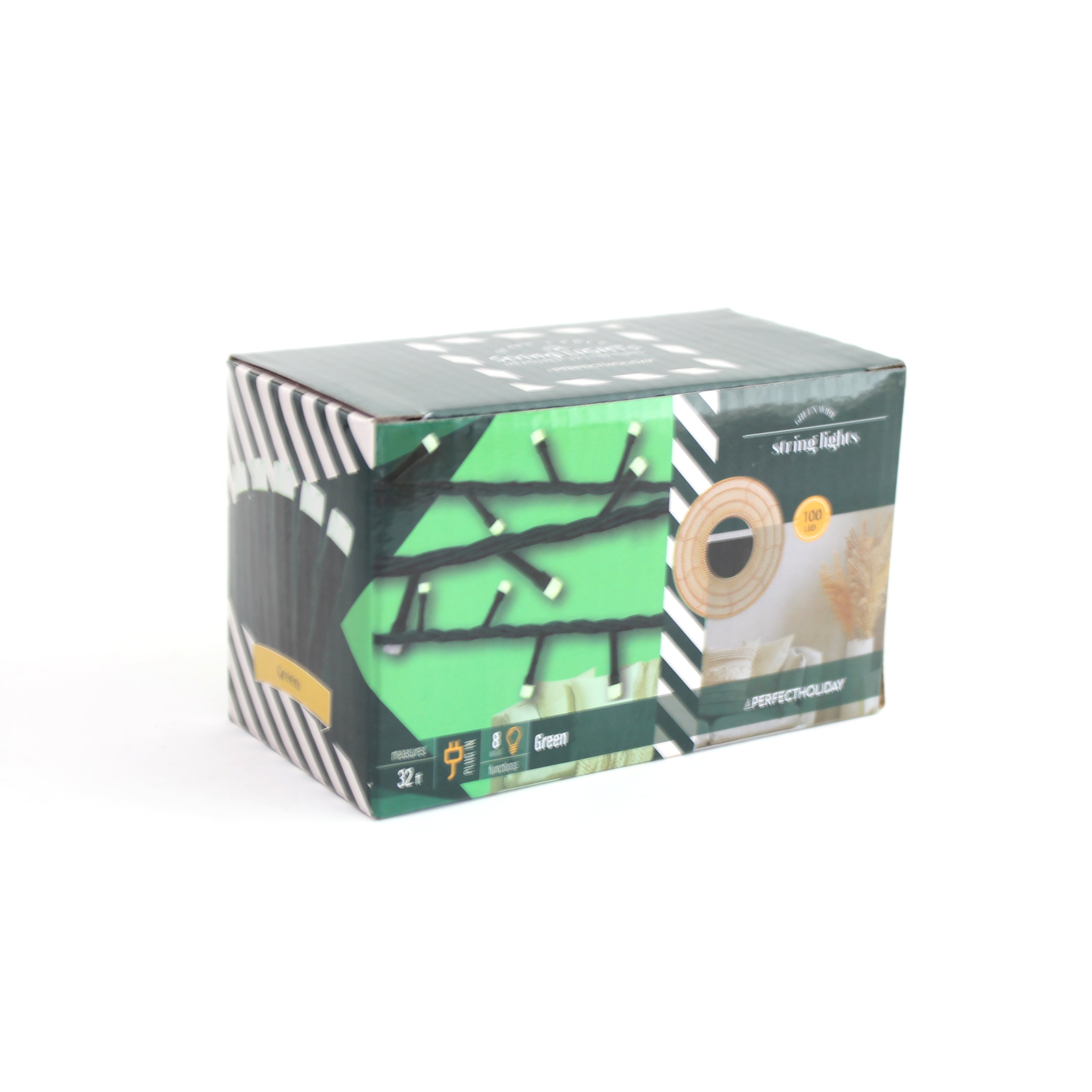 Perfect Holiday 100 LED Green Wire String Light w/ connector - Green SpadezStore