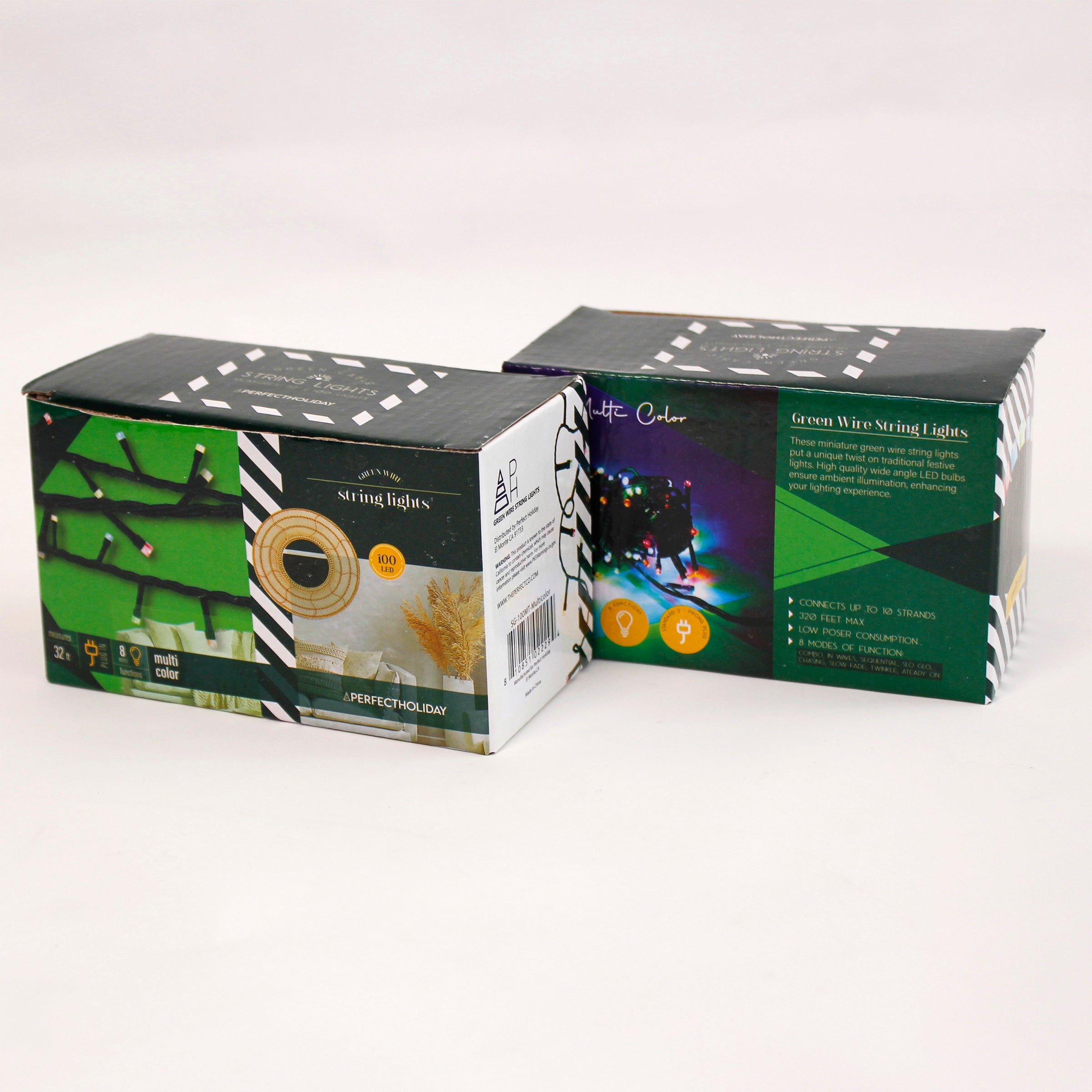 Perfect Holiday 100 LED Green Wire String Light w/ connector Waterproof - Multicolor SpadezStore