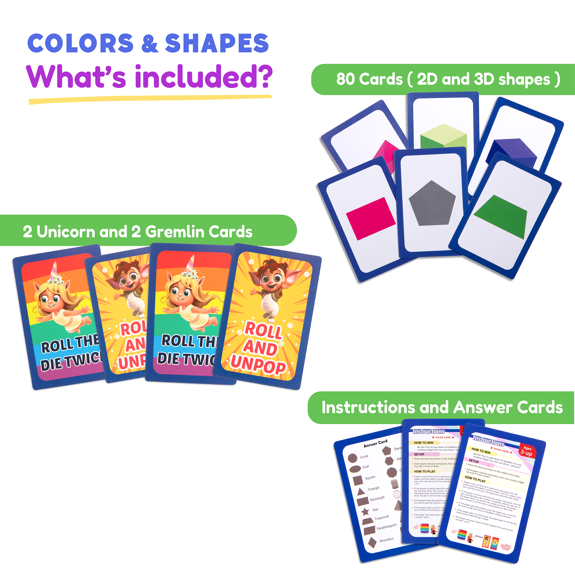 The Fidget Games 2D & 3D Shapes & Colors Card Pack SpadezStore