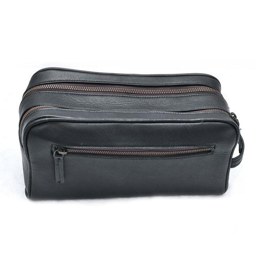 Classy Leather Bags The Twin Section Toiletry- Black SpadezStore
