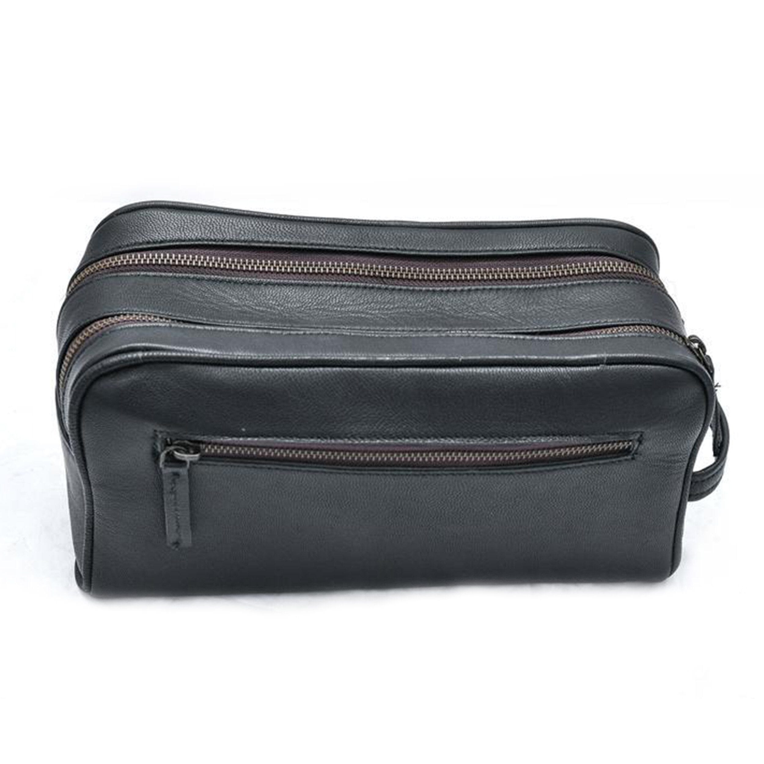 Classy Leather Bags The Twin Section Toiletry- Black SpadezStore