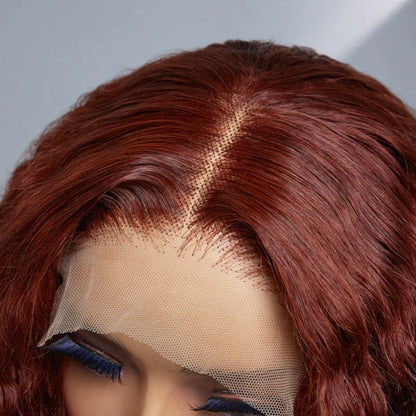 4x4 Pre-plucked Reddish Brown Curly Glueless Lace Closure Wig SpadezStore