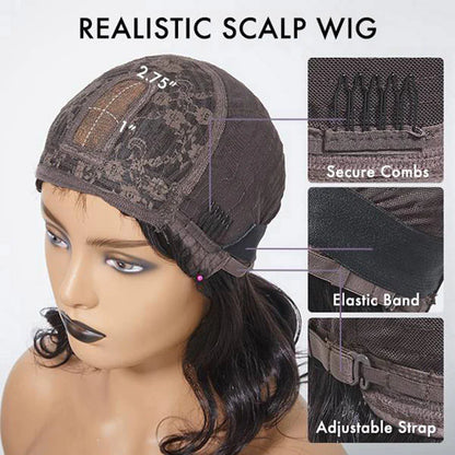 Short Loose Wave #1B Lace Wig With Bangs SpadezStore