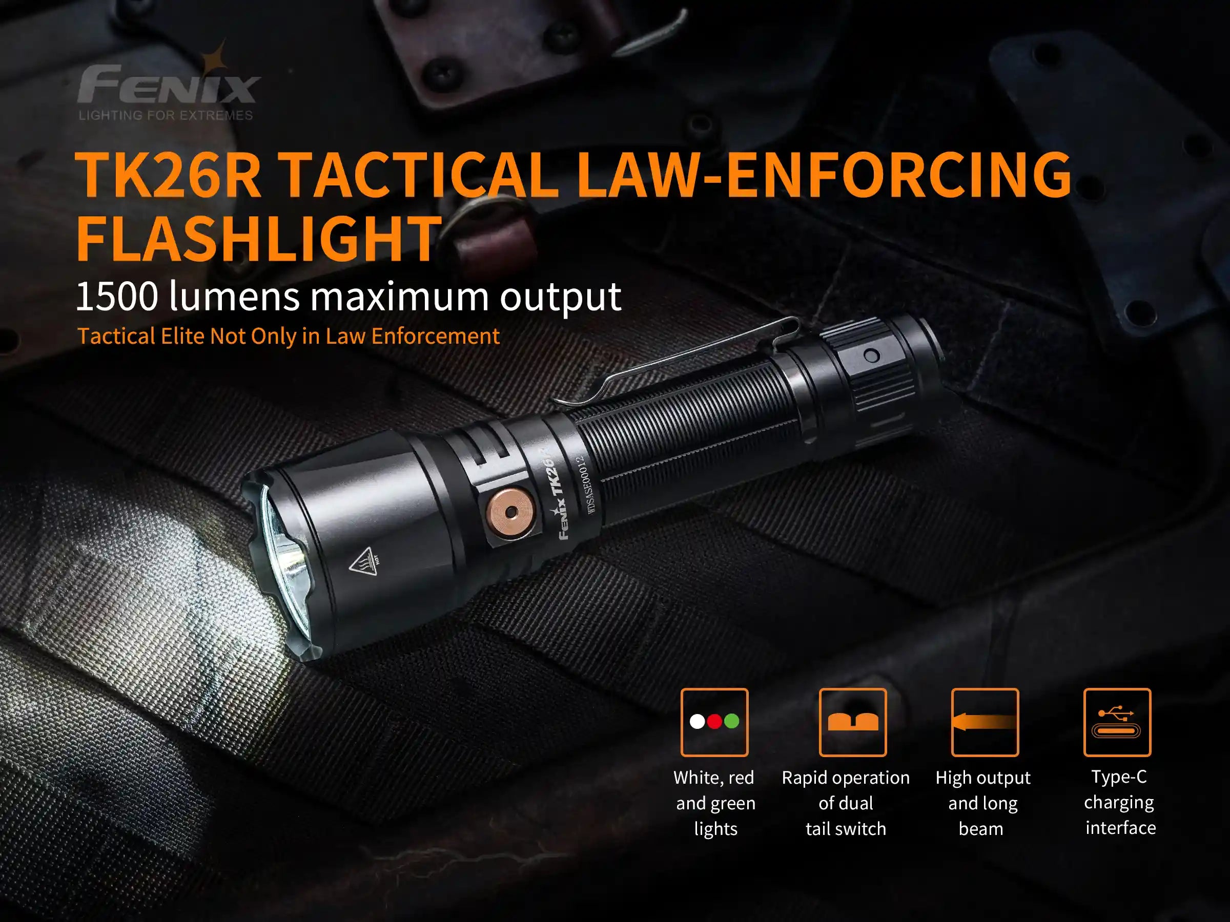 Fenix TK26R Tactical LED Flashlight - 1500 Lumens SpadezStore
