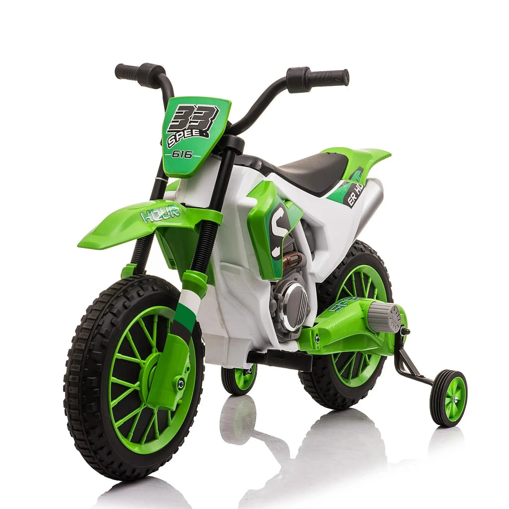 TOBBI 12V Electric Kids Ride-On Dirt Bike with Training Wheels