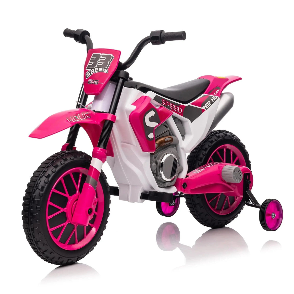 TOBBI 12V Electric Kids Ride-On Dirt Bike with Training Wheels