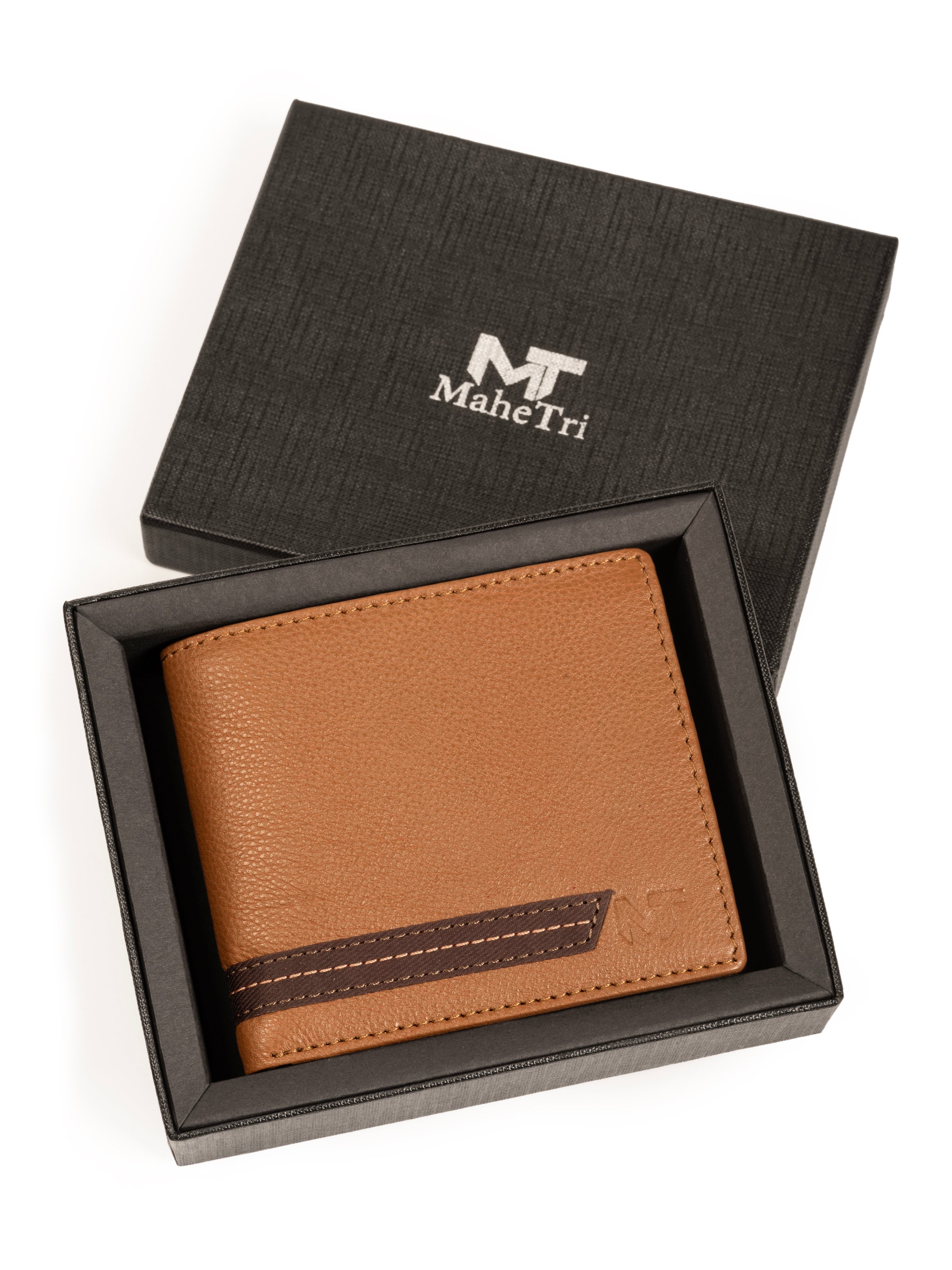 Classy Leather Bags Stripe Brown Men's Wallet