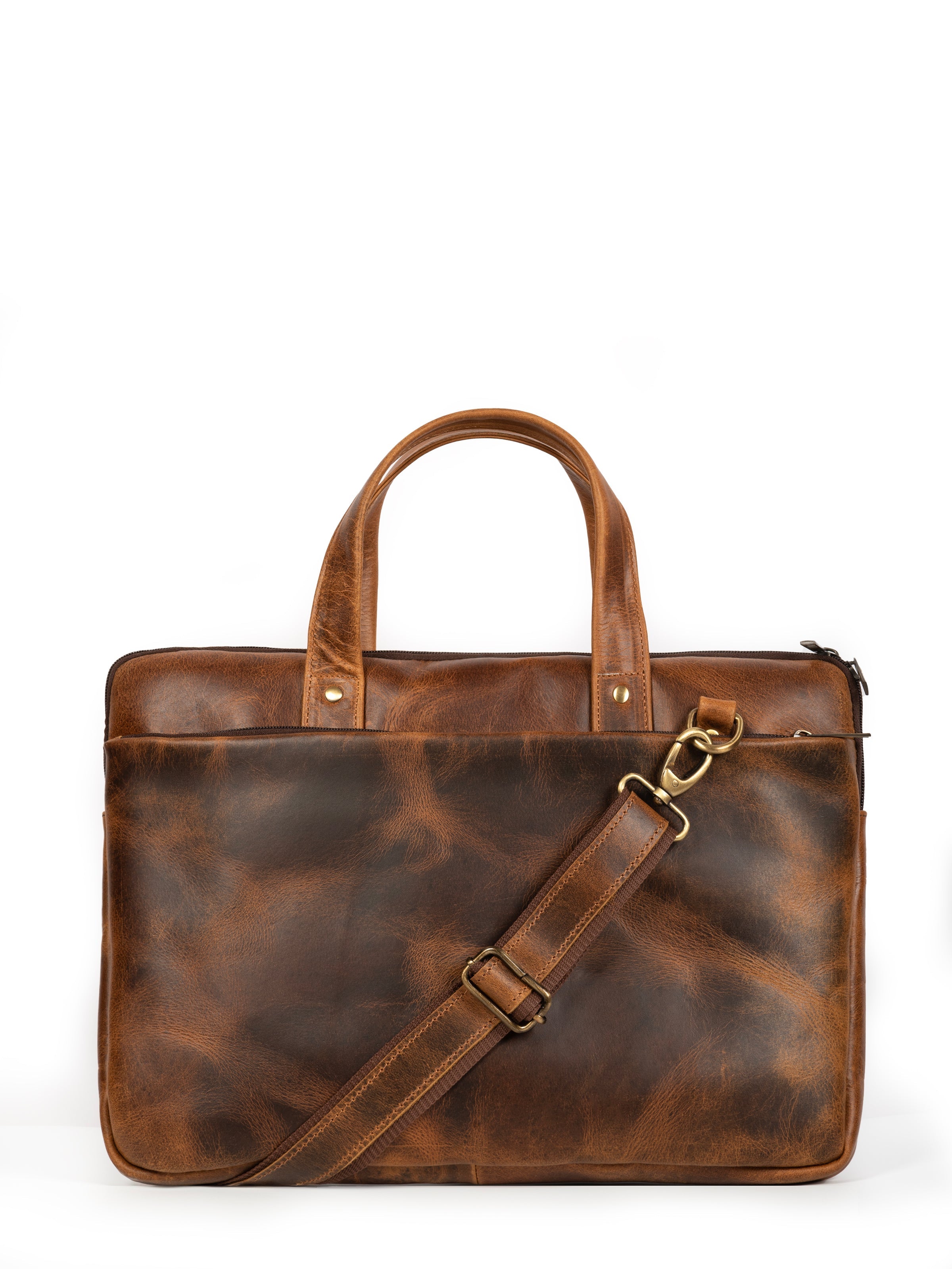 Classy Leather Bags Harbor Laptop Briefcase, Tan SpadezStore