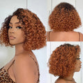 Trendy Mix Brown Short Cut Curly HD Lace Glueless Side Part Wig SpadezStore