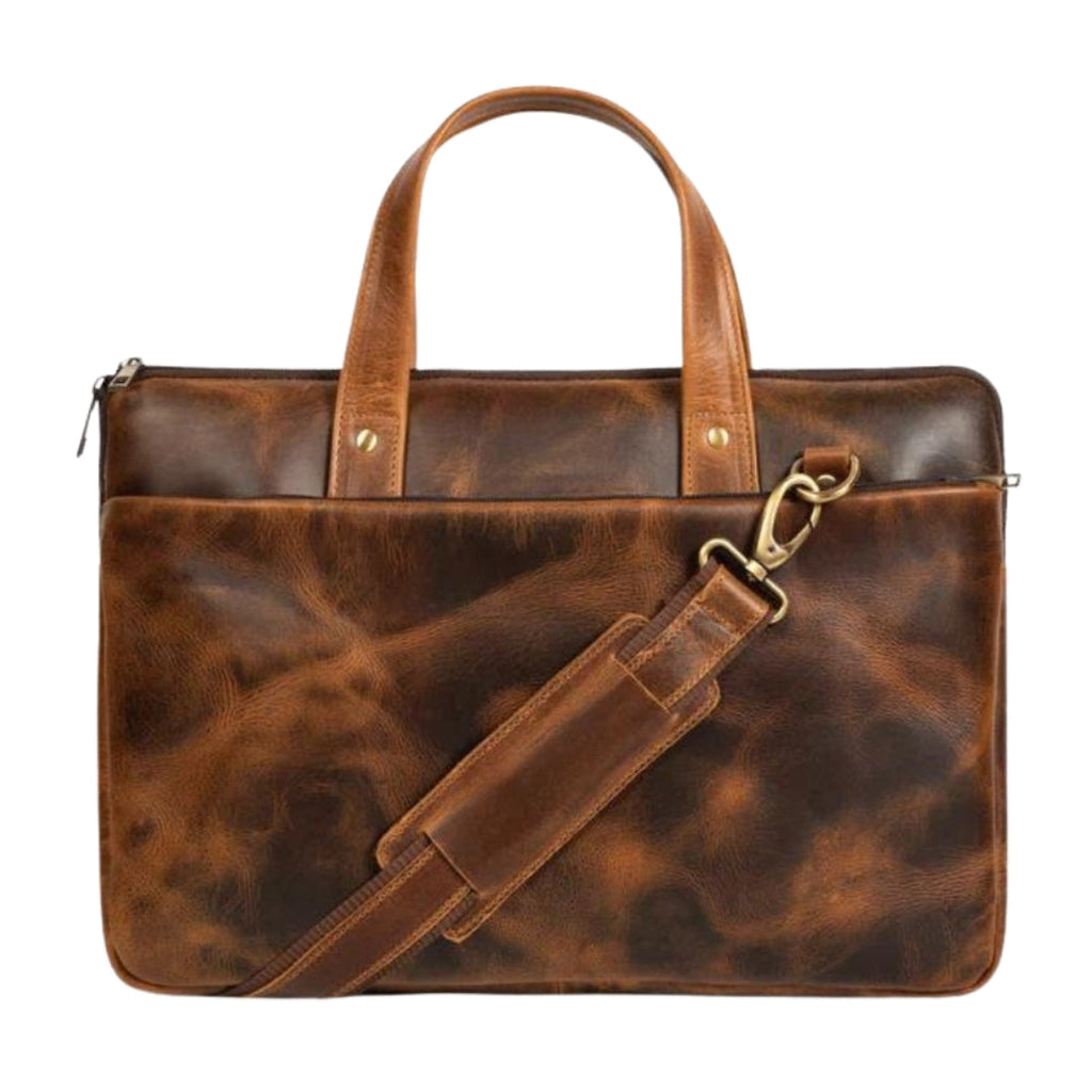 Classy Leather Bags Harbor Laptop Briefcase, Tan SpadezStore