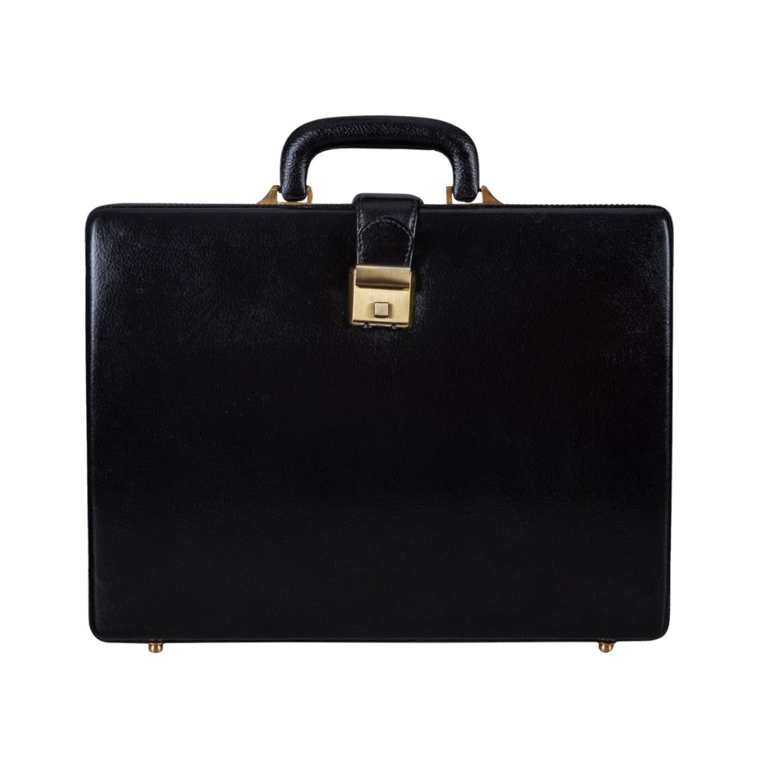 Classy Leather Bags Leather Executive Men's Leather Attache Briefcase - Black