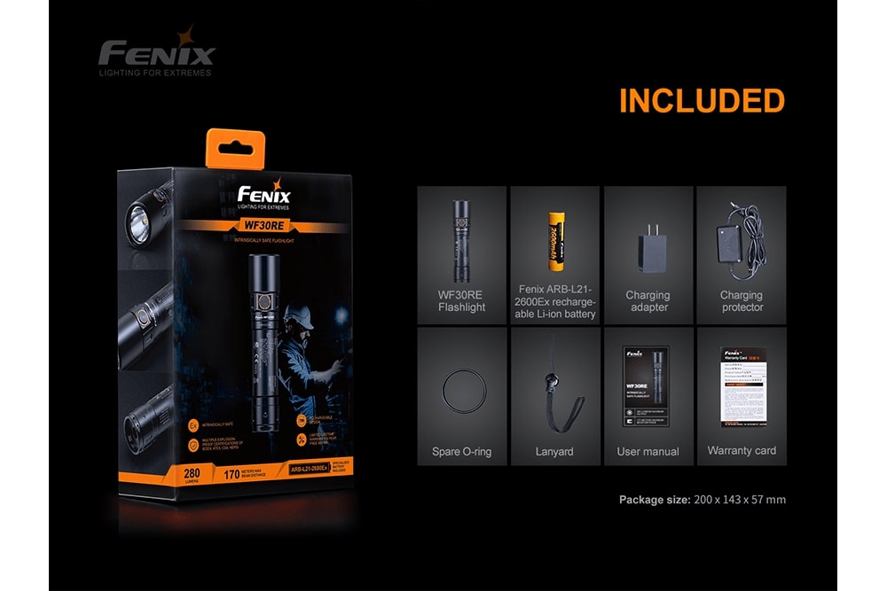 Fenix WF30RE Intrinsically Safe Flashlight - 280 Lumens SpadezStore