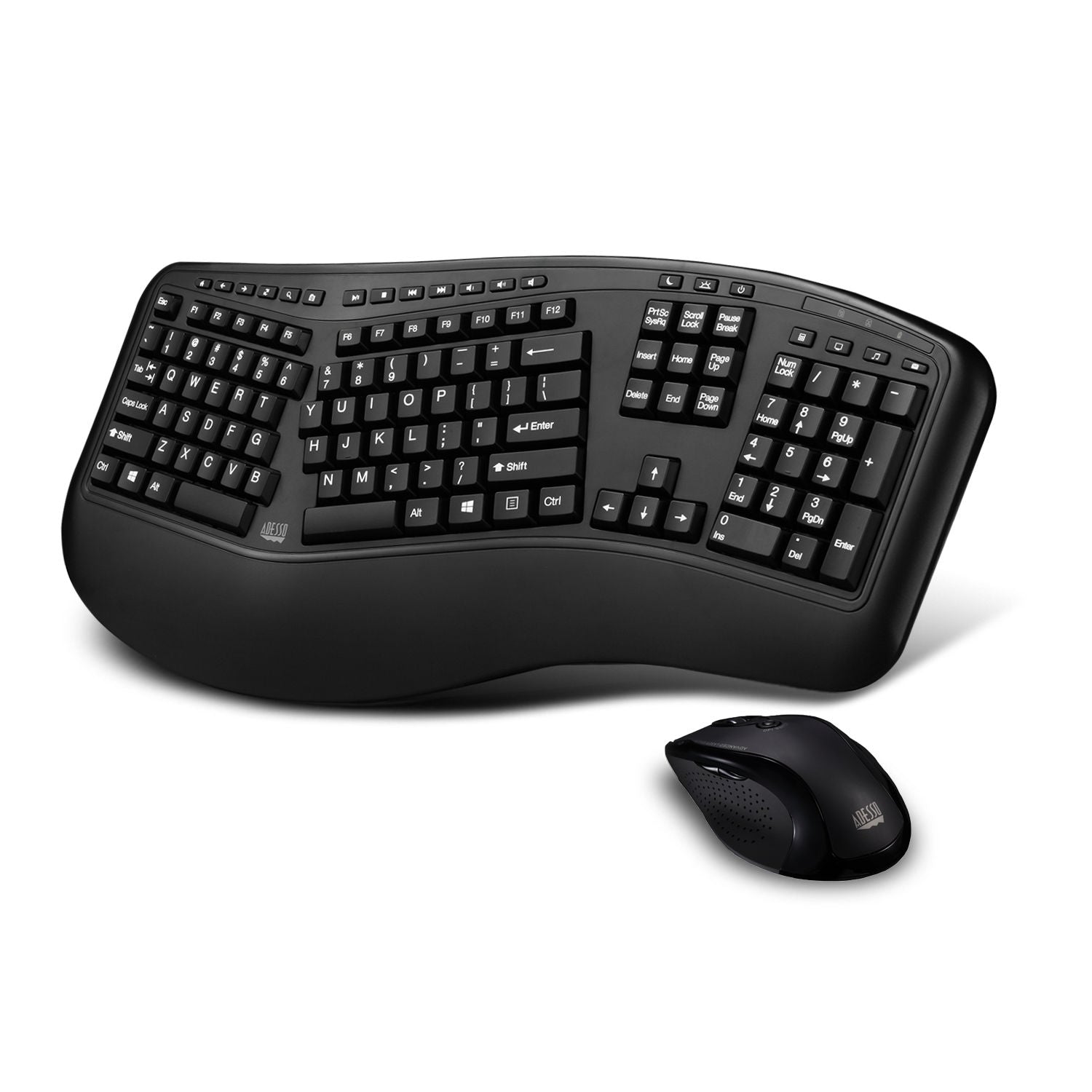 Adesso Tru-Form Media 1500 - Wireless Ergonomic Keyboard and Laser Mouse SpadezStore