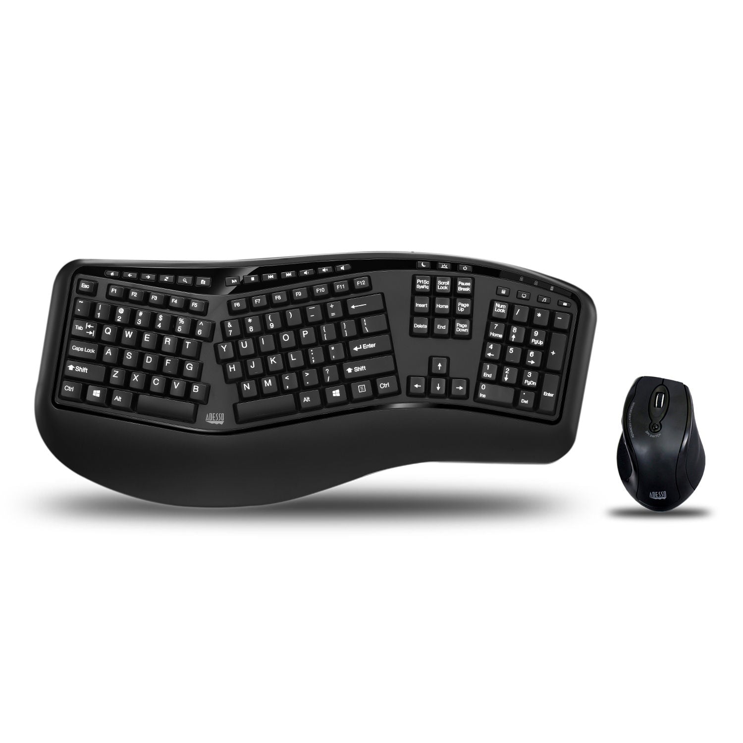 Adesso Tru-Form Media 1500 - Wireless Ergonomic Keyboard and Laser Mouse SpadezStore