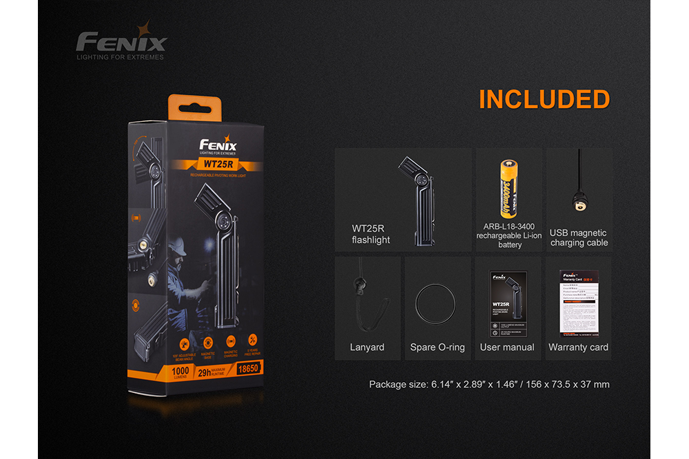 Fenix WT25R Adjustable Head LED Flashlight - 1000 Lumens SpadezStore