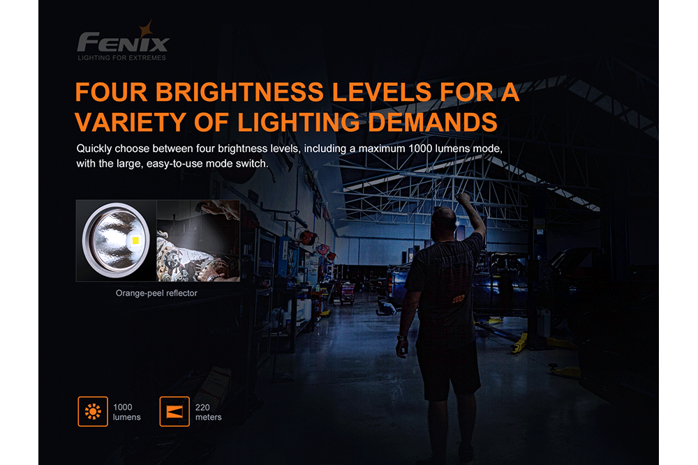 Fenix WT25R Adjustable Head LED Flashlight - 1000 Lumens SpadezStore