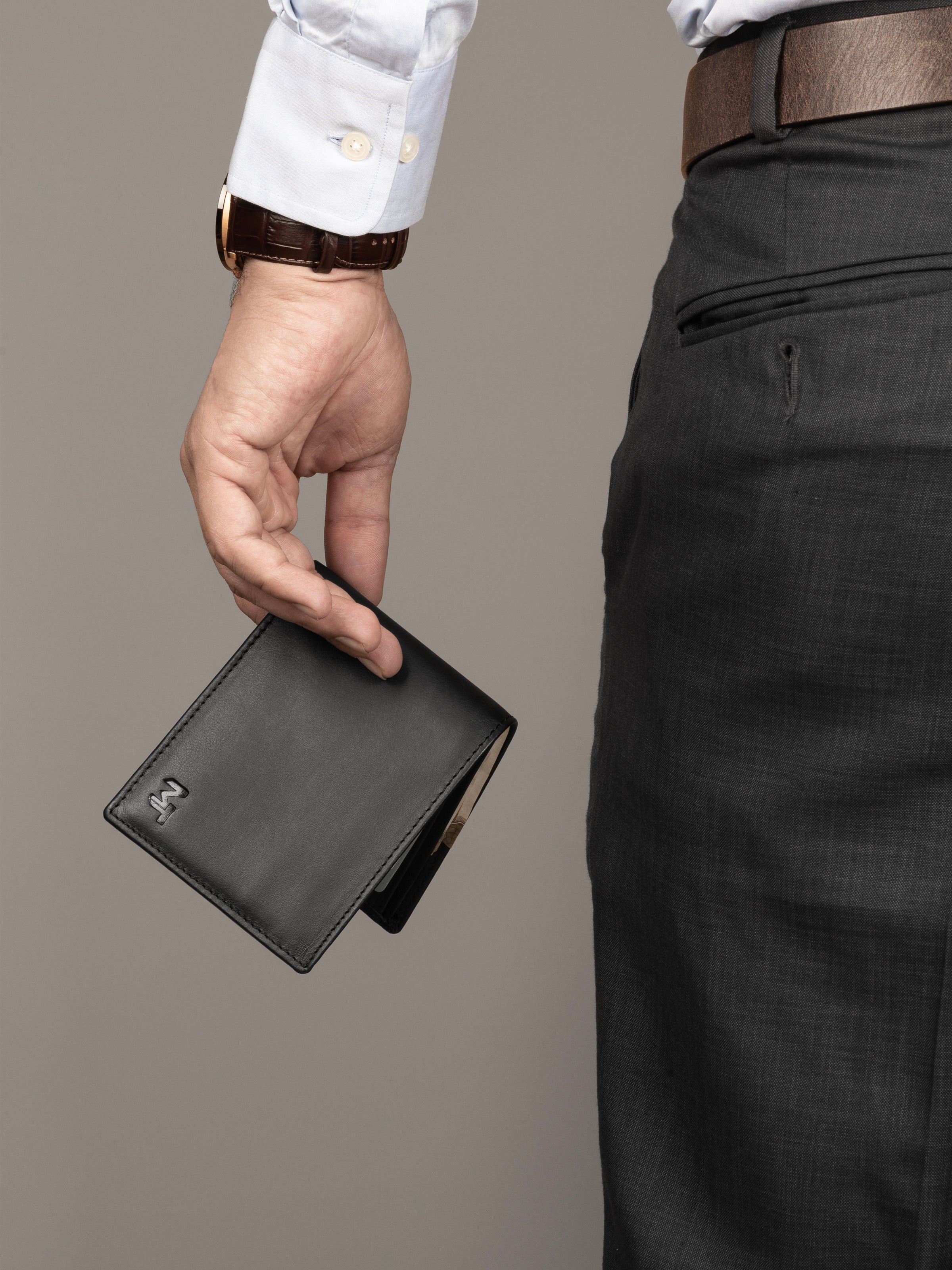 Classy Leather Bags Wealth Ward Black Bi-folded Wallet
