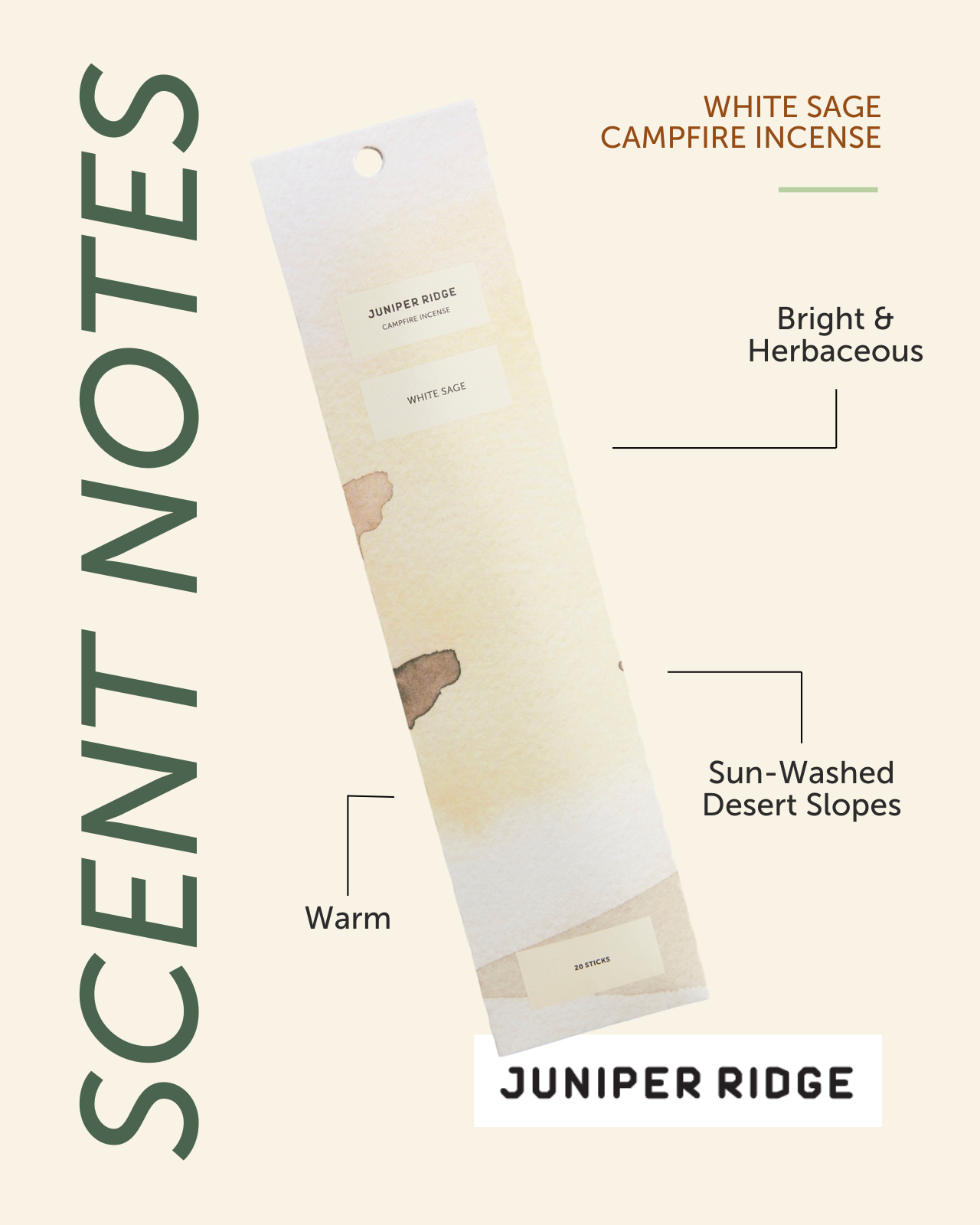 Juniper Ridge White Sage Campfire Incense 20 Sticks 3-Pack SpadezStore