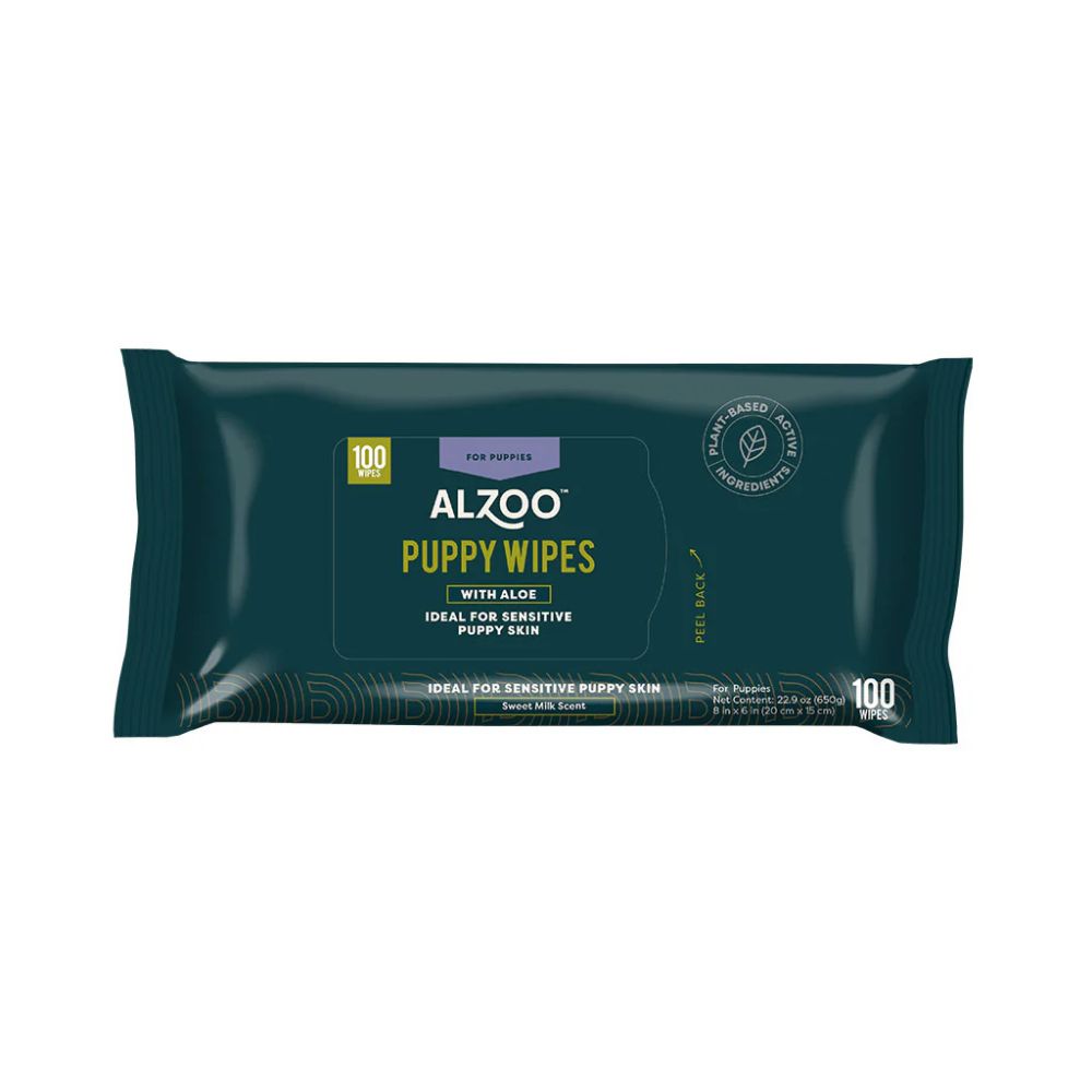 ALZOO Plant-Based Grooming Wipes for Puppies 100 count SpadezStore