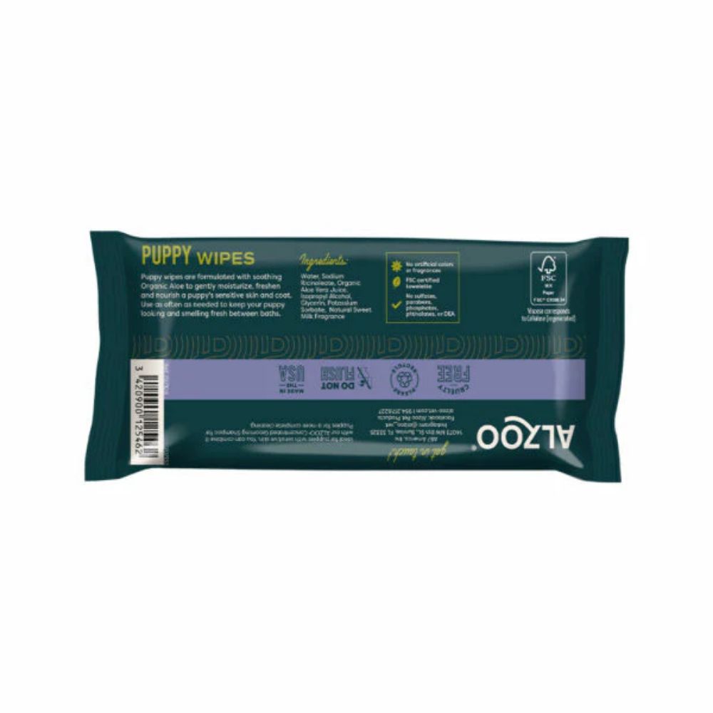 ALZOO Plant-Based Grooming Wipes for Puppies 100 count SpadezStore