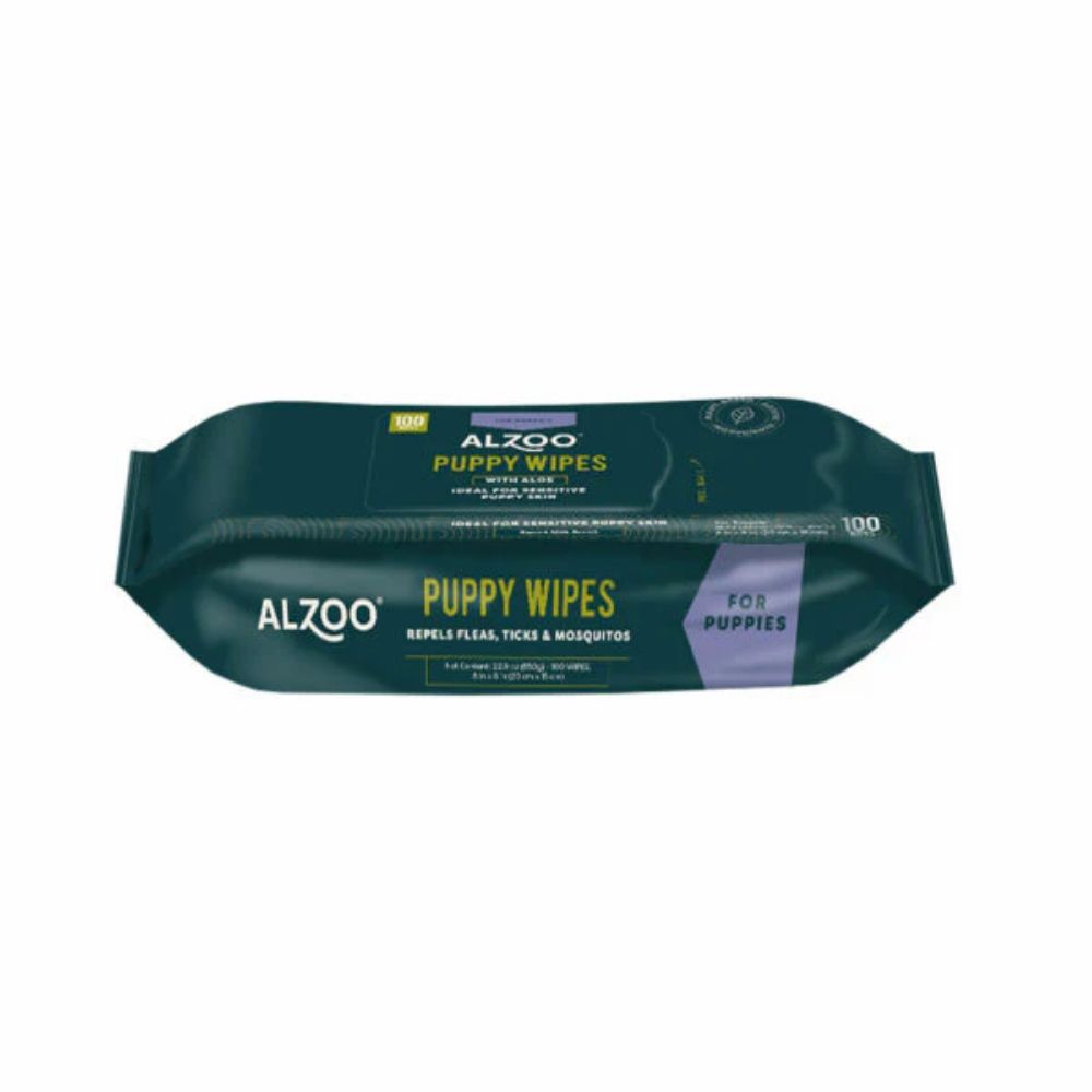 ALZOO Plant-Based Grooming Wipes for Puppies 100 count SpadezStore