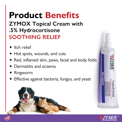 Zymox Skin Support Topical Cream with Hydrocortisone for Dogs and Cats SpadezStore