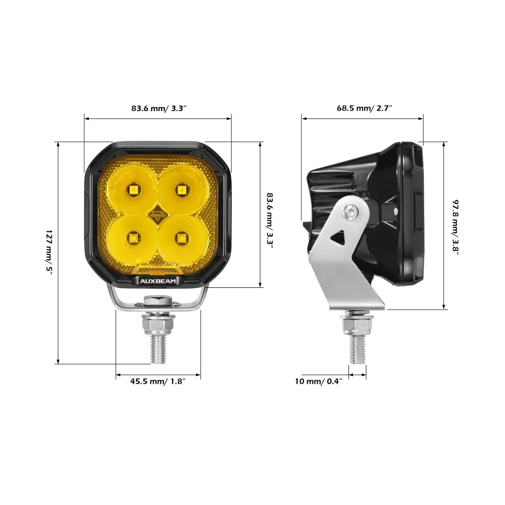 Auxbeam Color Play Series 3 Inch 116W RGB LED Pod Lights Combo Off Road Lights With 8 Backlight Options