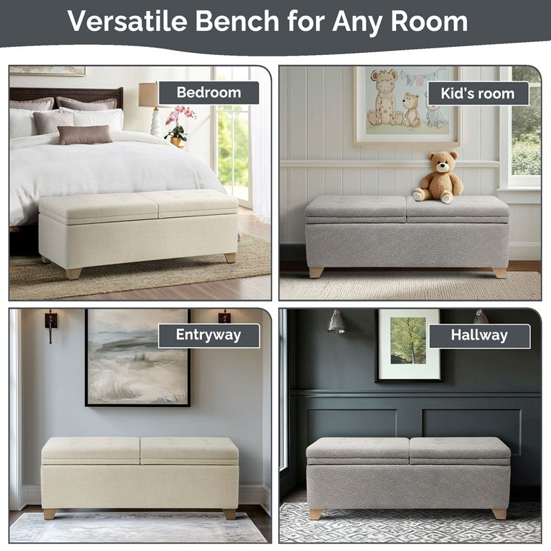 Madison Park Ashcroft Dual Compartment Flip-Top Storage Bench SpadezStore