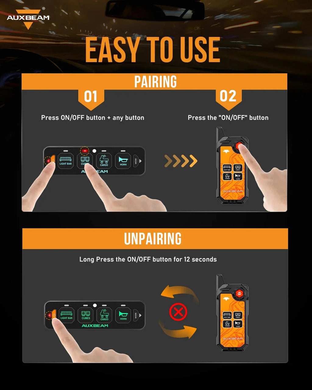 Auxbeam 4 Gang Wireless Remote Control Only for AS-400 Switch Panel