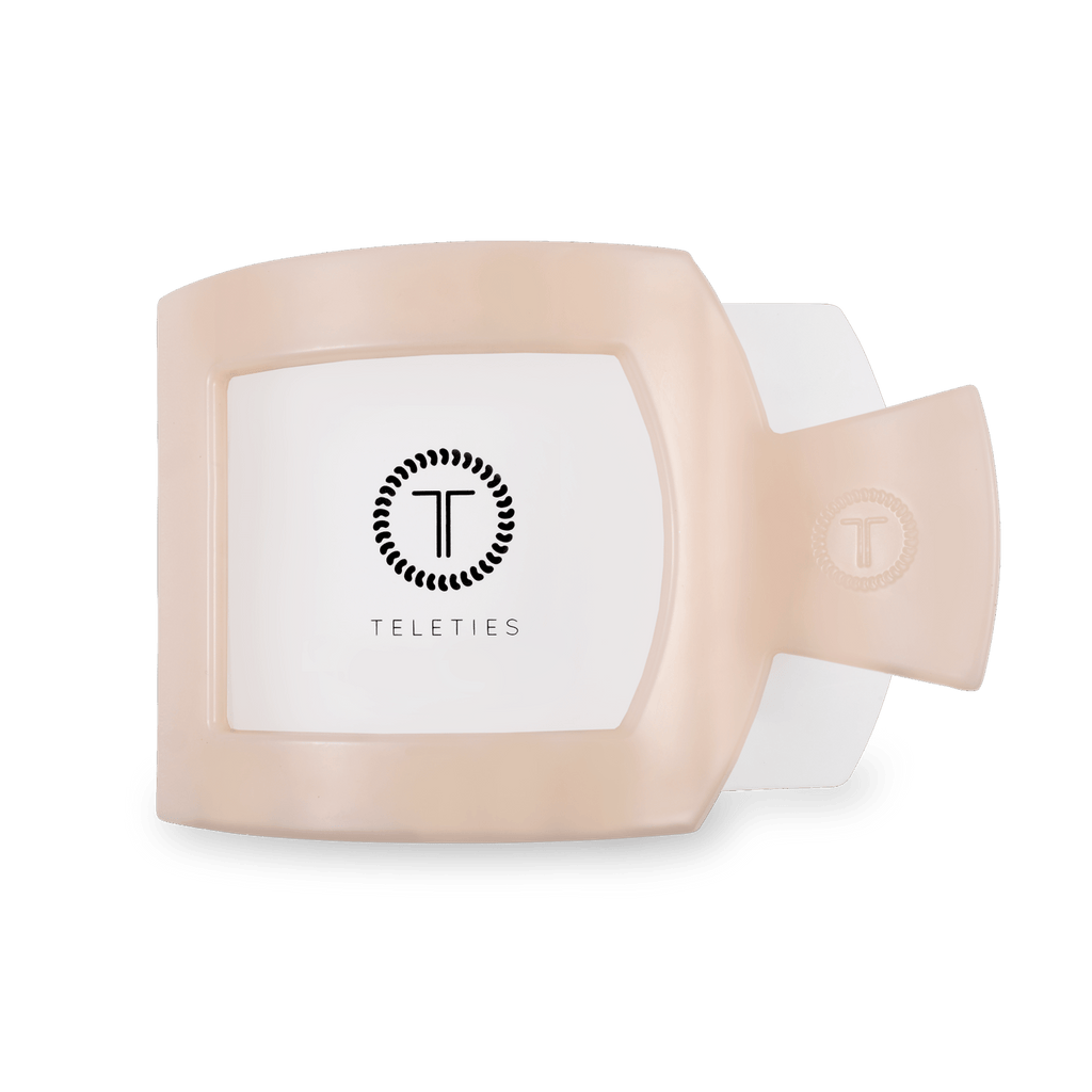 TELETIES Almond Beige Large Flat Square Hair Clip