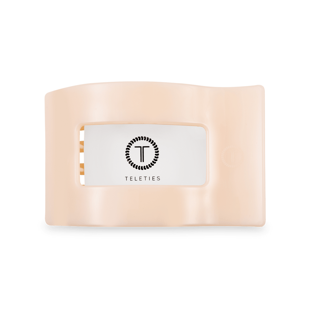 TELETIES Almond Beige Medium Flat Rectangle Hair Clip