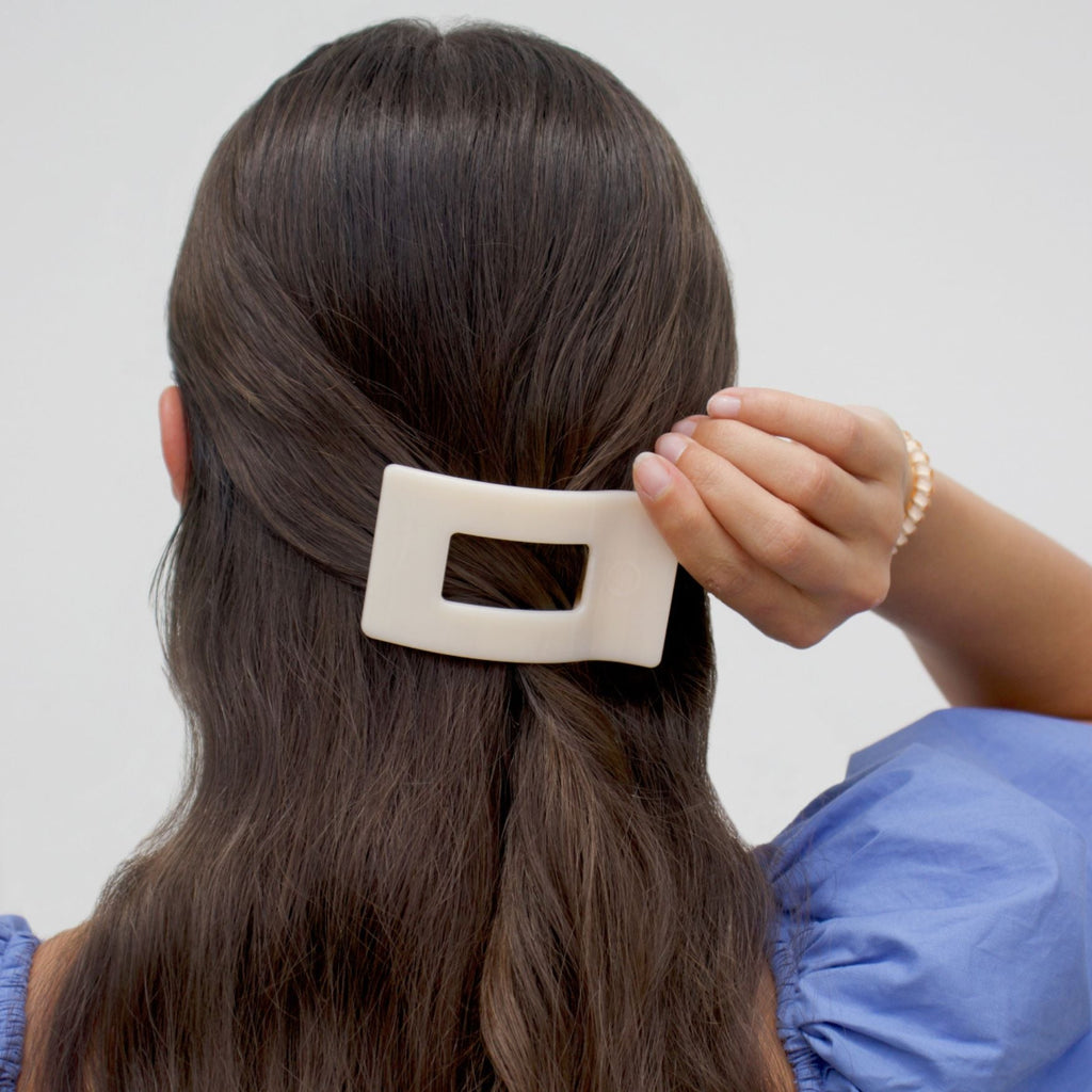 TELETIES Almond Beige Small Flat Rectangle Hair Clip