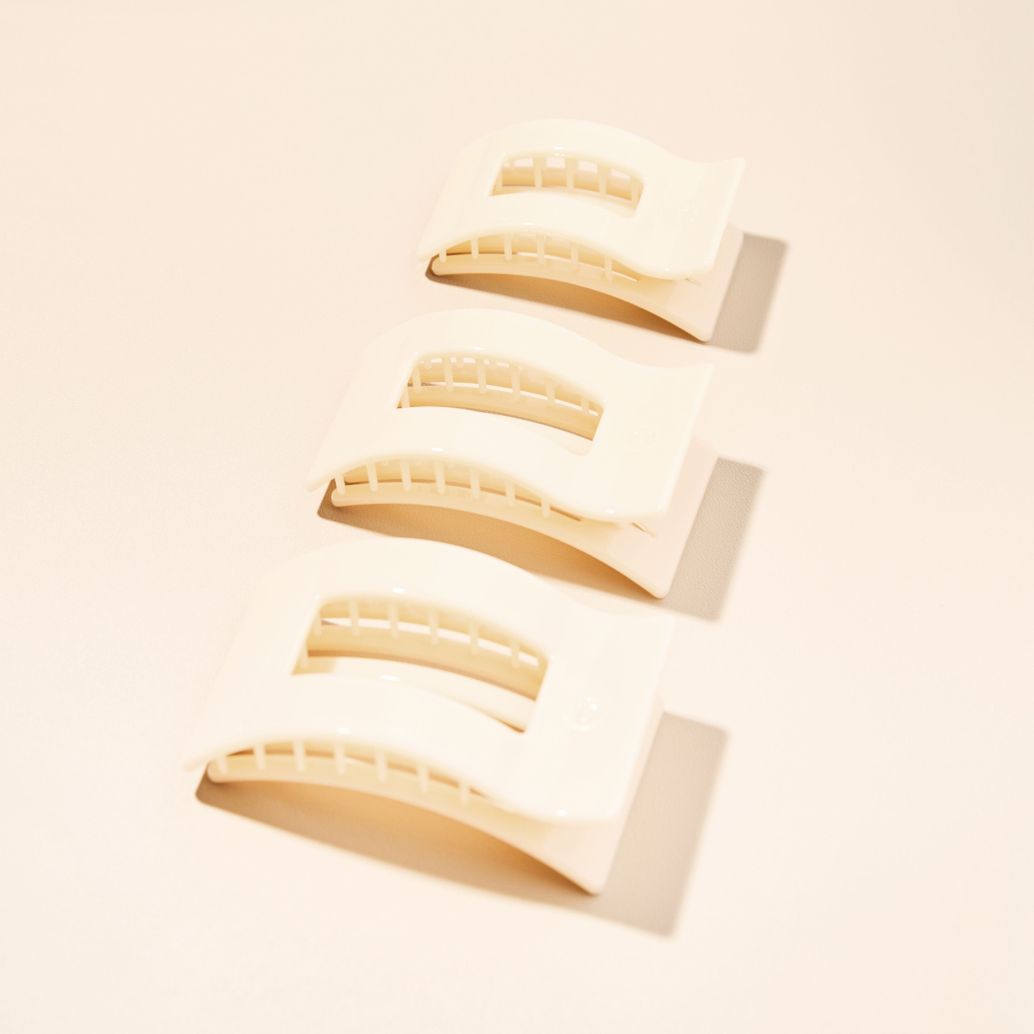 TELETIES Almond Beige Small Flat Rectangle Hair Clip