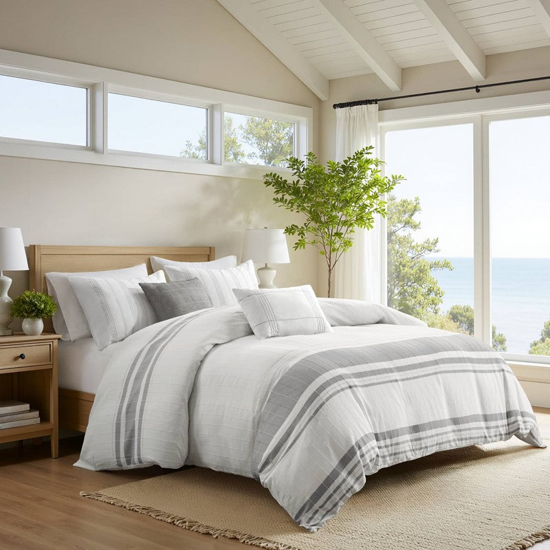 Harbor House Blue Morgan 5 Piece Cotton Jaquard Duvet Set SpadezStore