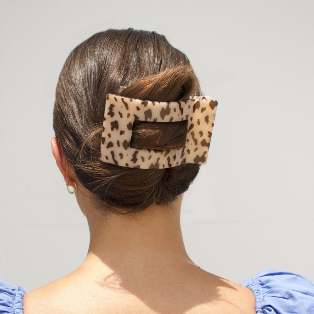 TELETIES Blonde Tortoise Large Flat Rectangle Hair Clip