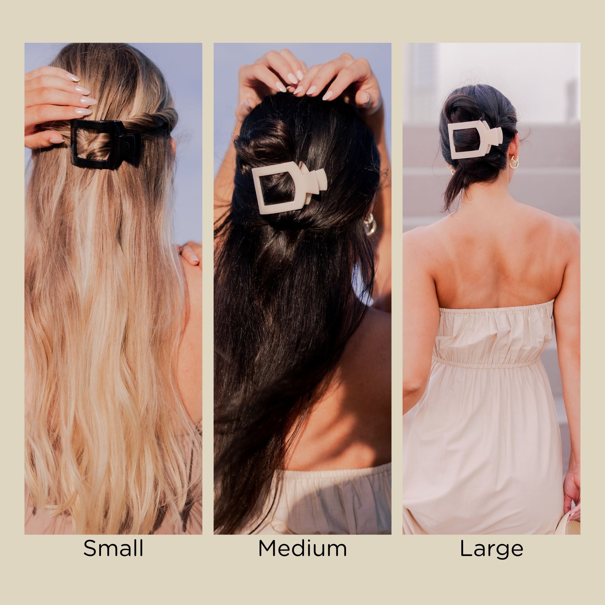 TELETIES Tortoise Medium Flat Square Hair Clip
