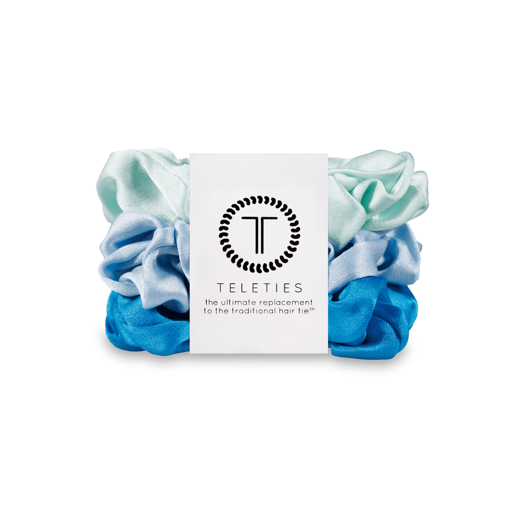 TELETIES Blue My Mind Large Silk Scrunchies