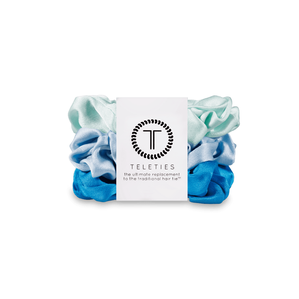 TELETIES Blue My Mind Small Silk Scrunchies